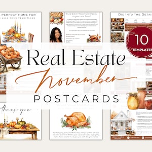 November Grundbesitz Postkarten|Thanksgiving Grundbesitz Postkarten|Herbst Digital Realtor Postkarten| Herbstliche Marketing Vorlagen