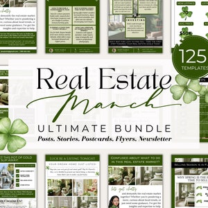 März Marketing Vorlagen | März Social Media Posts| Grundbesitz März Flyer| St Patricks Day Realtor Postkarten|Frühlingsvorlage