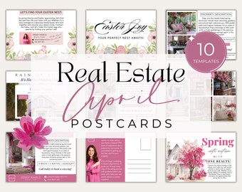 Real Estate April Postcards| Spring Real Estate Postcards| Realtor Spring Marketing| Postcard Templates| Realtor April Templates