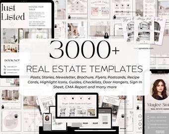 3000+ Blush Pink Real Estate Marketing Templates| Realtor Instagram Facebook Posts&Stories| Real Estate Bundle| Realtor Social Media Bundle