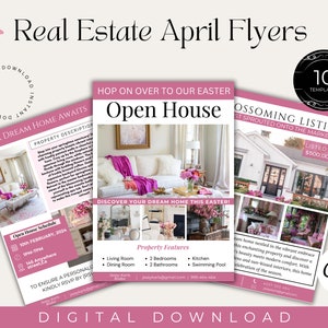 April Flyer Vorlagen | Frühlings-Immobilien-Flieger | Frühling Makler Marketing | Digitaler Download Flyer | Vorlagen für Canva