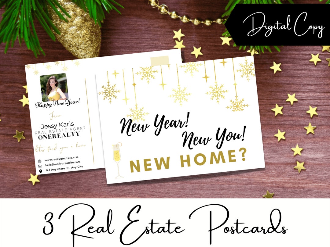 3 Real Estate New Years Postcards Holiday Edition Postcards Real Estate