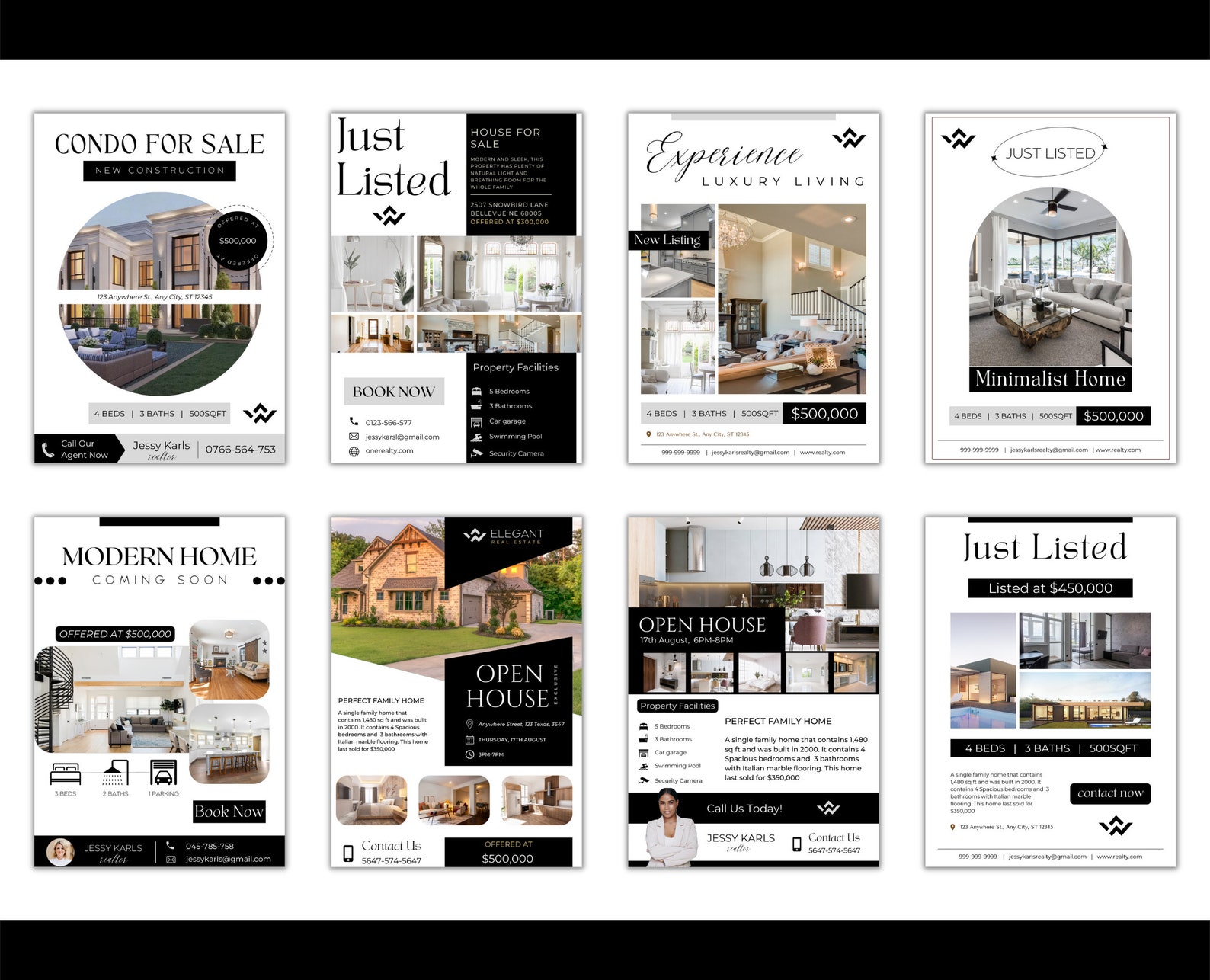 50+ Modern Real Estate Flyer Bundle|black&white Realtor Flyer Templates ...