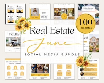 June Real Estate Marketing Templates| June Real Estate Social Media Templates| Summer Realtor Posts| Summer Real Estate Marketing| Canva