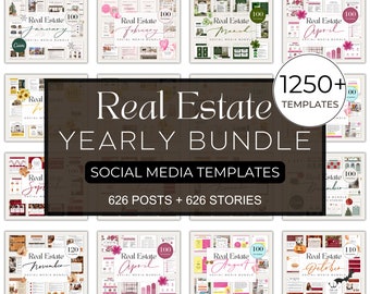 365 Day Real Estate Template Bundle| Full Year Real Estate Package| Realtor Yearly Bundle|Social Media Templates For Realtors|Canva Template