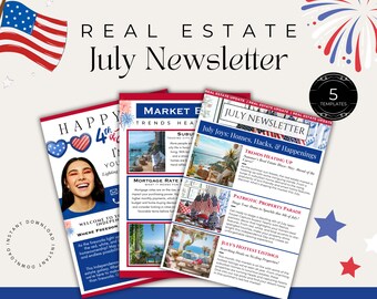 July Real Estate Newsletter| 4th of July Real Estate Marketing| Realtor Email Marketing| Real Estate Mailer| 4th Of July Newsletter July