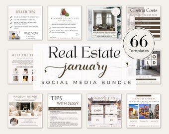 66+ January Real Estate Marketing Templates| Real Estate January Social Media Posts| Aesthetic Real Estate| Winter Marketing| Branding kit