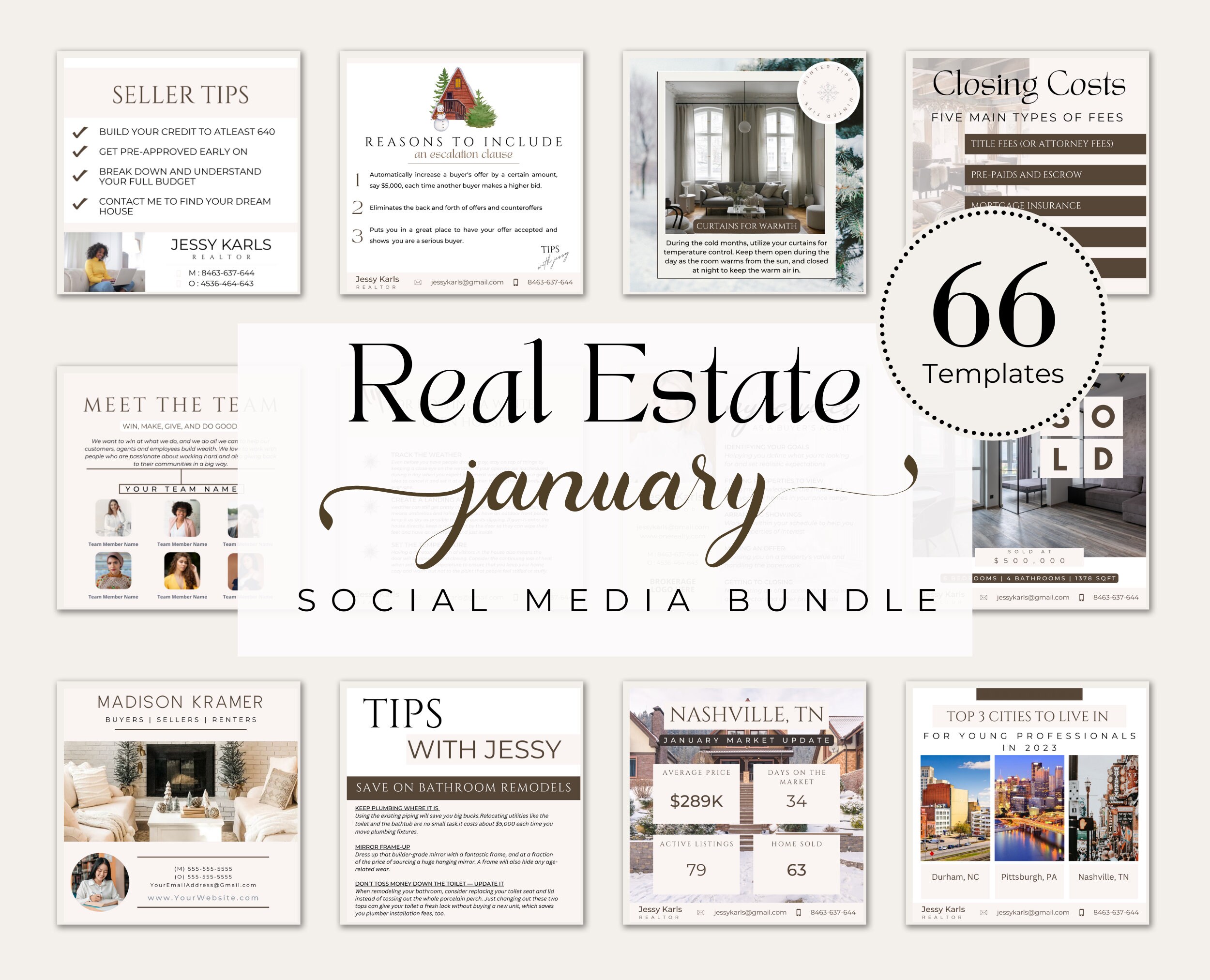 January Realtor 66+ January Real Estate Marketing Templates| Real Estate January Social ...