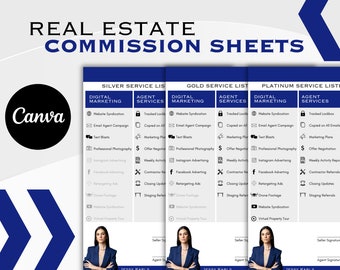 Listing Presentation, Real Estate Commission Sheets, Commission Sheet Template, Real Estate Marketing, Real Estate Canva, Instant Download