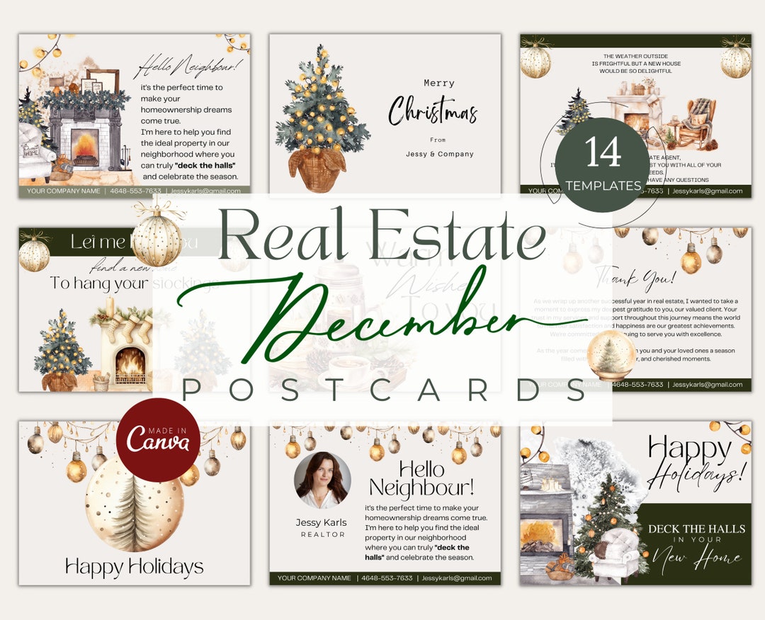12 Real Estate Holiday Postcards Christmas Real Estate Postcard