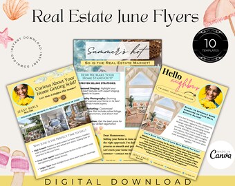 June Real Estate Flyer Templates| Summer Flyer Templates| Realtor Summer flyers| Real estate farming| Real Estate June Marketing Flyers