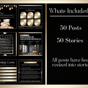 Real Estate Black and Gold January Templates| January Real Estate Posts ...