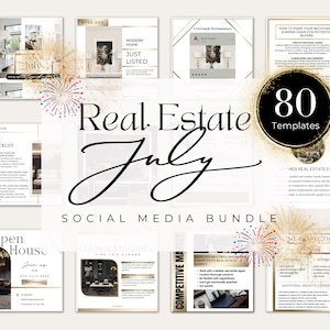 Oltre 80 modelli di marketing immobiliare di luglio in bianco e oro/post estivi per agenti immobiliari/modelli per immobili di lusso/post sui social media per agenti immobiliari Canva