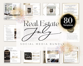 80+ White and Gold July Real Estate Marketing Templates| Summer Realtor Posts| Luxury Real Estate Templates|Realtor Social Media Posts Canva