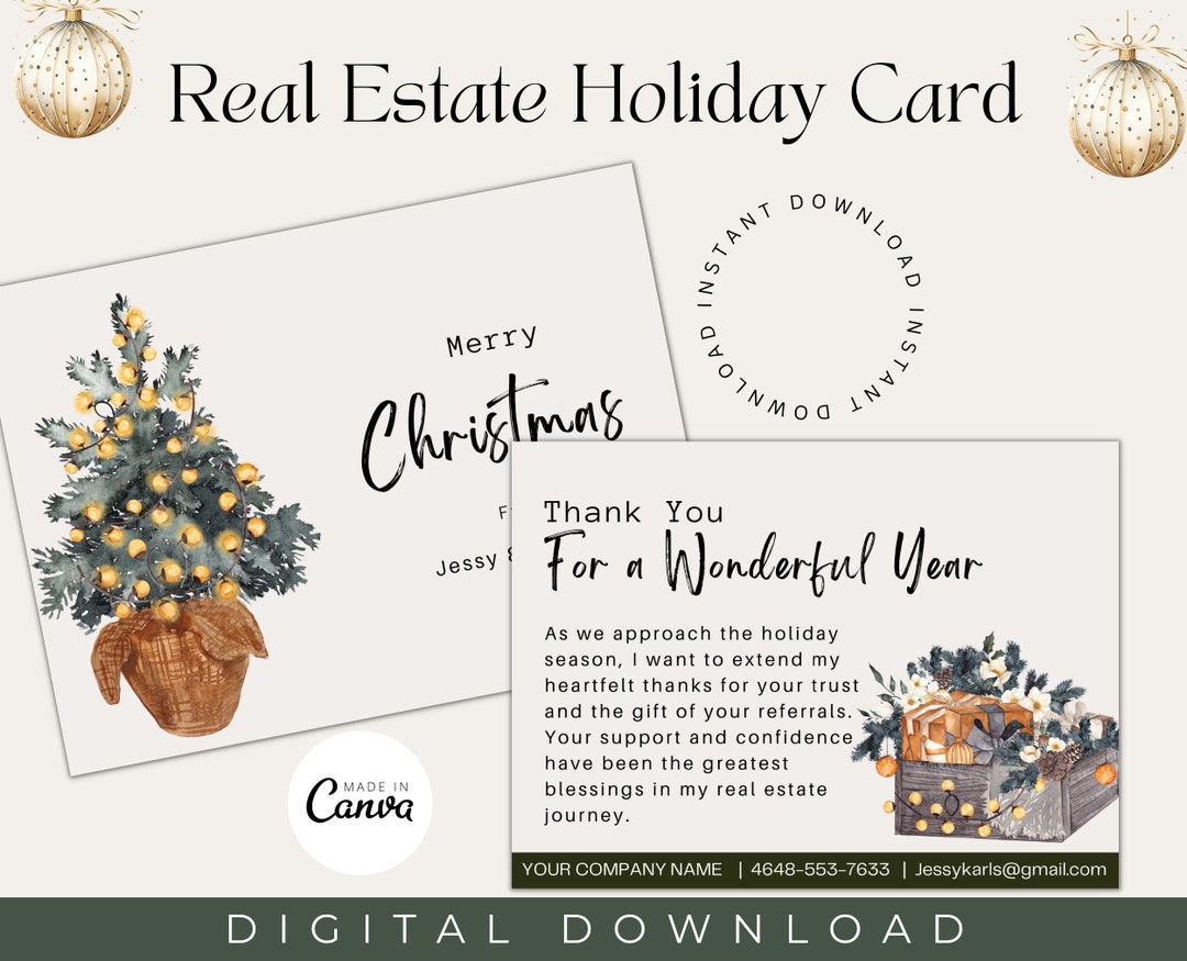 Real Estate Christmas Postcard Holiday Greeting Card Real Estate