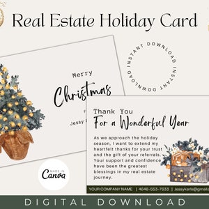 Kerstkaart voor onroerend goed| Vakantie wenskaart| Kerstkaart voor onroerend goed| Vrolijke kerstkaart| Makelaar Vakantiemarketing