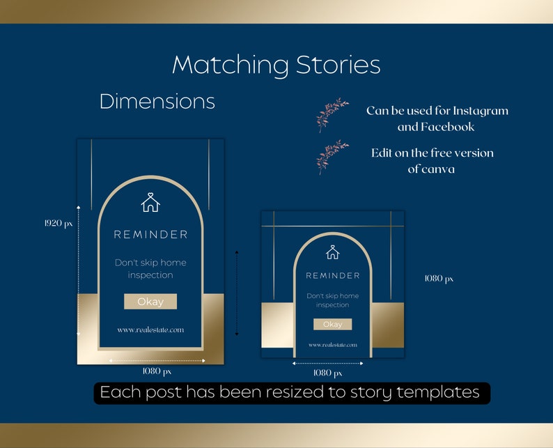 650 Blue and Gold Real Estate Luxury Marketing Template Etsy