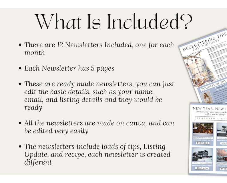Real Estate Newsletter Bundle| Real Estate Full Year Newsletter Bundle ...