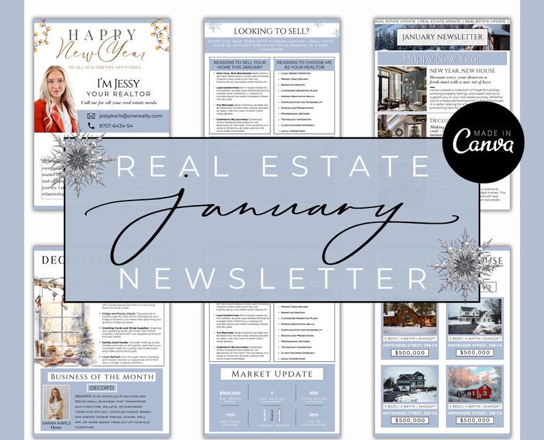 January Realtor January Real Estate Newsletter Template| Real Estate Winter Newsletter ...