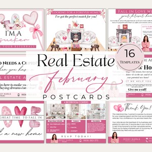 Modelli di cartoline immobiliari di febbraio/ Cartoline immobiliari di San Valentino/ Idee di marketing immobiliare per San Valentino/ Modello di cartolina