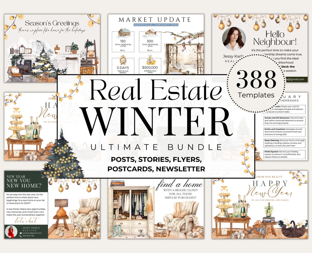 388 Ultimate Winter Real Estate Bundle Winter Real Estate Templates