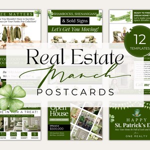 März Grundbesitz Postkarten Vorlage| Frühling Grundbesitz Postkarte | St Patricks Day Grundbesitz Postkarte | Frühjahrsmarketing für Grundbesitz