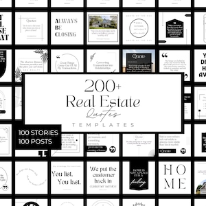 200+ Modern Real Estate Quote Templates| Black and White Realtor Quotes| Real Estate Marketing Posts & Stories| Social Media Canva Templates