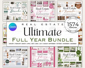 Ultimate Full Year Real Estate Marketing Templates| Real Estate Seasonal Templates| Social Media Posts| Realtor Flyers & Postcard|Newsletter