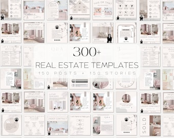 300+ Aesthetic Real Estate Marketing Templates| Social Media Posts and Stories| Highlight Icons| Realtor Instagram Marketing| Realtor Bundle