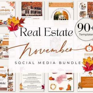 Oltre 90 modelli immobiliari di novembre/Post di agenti immobiliari autunnali/Marketing immobiliare di novembre/Post di agenti immobiliari sui social media/Post di agenti immobiliari per il Ringraziamento