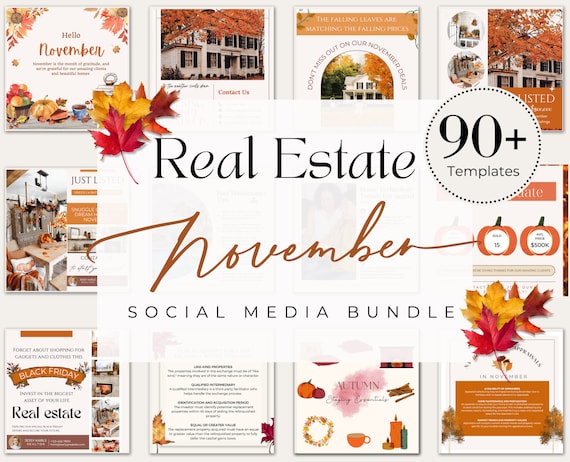 90+ November Real Estate Templates| Fall Realtor Posts|November Real Estate Marketing| Realtor Social Media Posts|Thanksgiving Realtor Posts