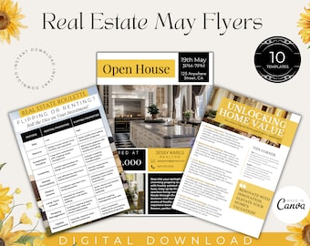 May Real Estate Flyers| May Real Estate Marketing| Realtor Flyers For May| Spring Real Estate Marketing| Digital Download Flyers|Canva Flyer