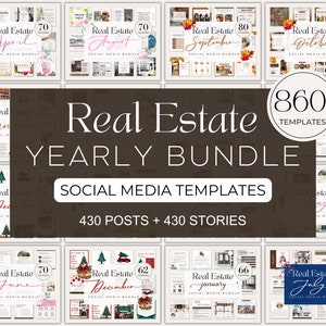 365 Day Real Estate Bundle| Full Year Real Estate Templates| Realtor Yearly Package| Social Media Templates For Realtors| Canva Templates