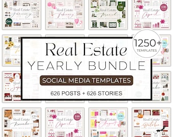 365 Day Real Estate Bundle| Full Year Real Estate Templates| Realtor Yearly Package| Social Media Templates For Realtors| Social Media Posts