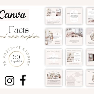 50+ Real Estate Fact Templates| Realtor Fact Posts and Stories| Real Estate Marketing Templates| Blush Pink Posts| Aesthetic Realtor Canva