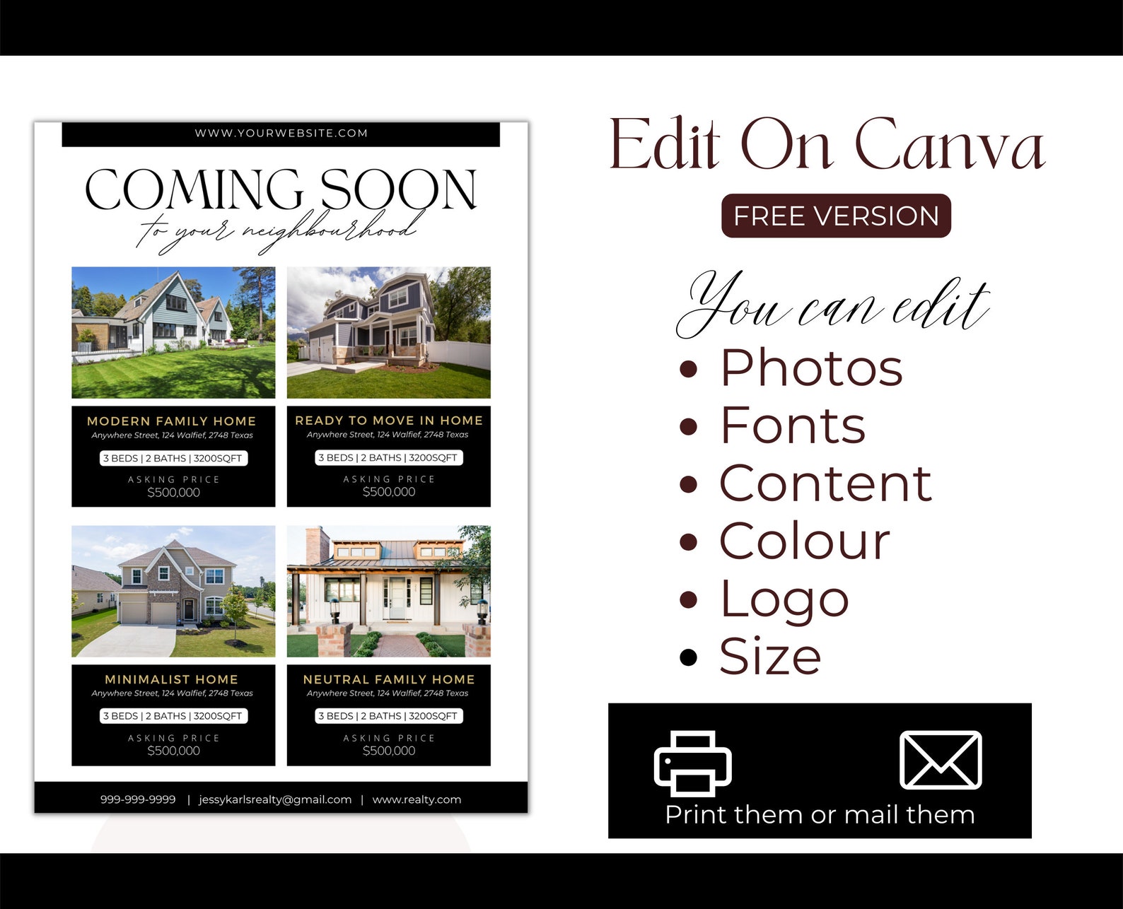 50+ Modern Real Estate Flyer Bundle|black&white Realtor Flyer Templates ...
