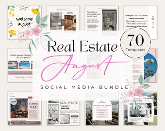 70+ August Real Estate Templates| August Realtor Social Media Posts & Stories| Real Estate Marketing Templates| Instagram Facebook Posts