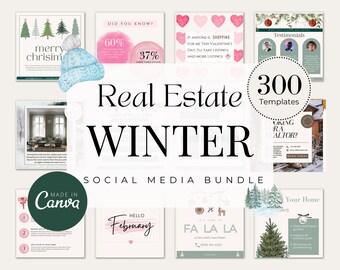 300+ Real Estate Winter Templates| Realtor Winter Marketing| Christmas Real Estate Posts| Realtor Holiday Templates| Instagram Facebook Post