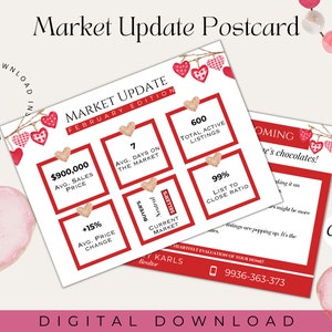 Valentinstag Markt Update Postkarte | Februar Market Update Postkarte| Makler Februar Marketing|Digitaler Download Postkarte| Valentinstag