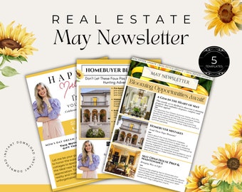 May Real Estate Newsletter| ReaL Estate Email Marketing| Realtor Mailer| Real Estate Mothers Day Marketing| Real Estate Templates| Canva