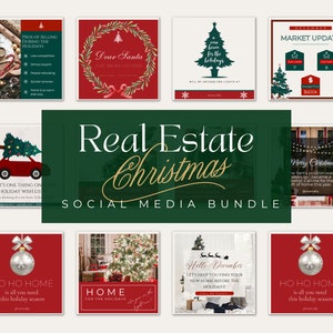 Oltre 62 post sui social media di Natale per il settore immobiliare/Post di dicembre per il settore immobiliare/Edizione per le festività immobiliari/Canva di branding immobiliare di Natale