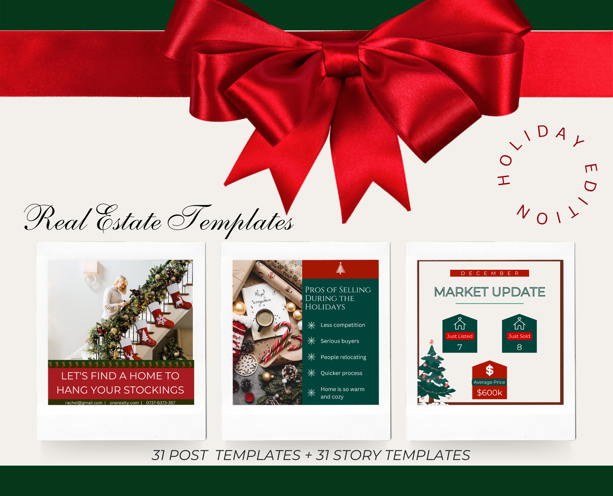 62 Christmas Real Estate Social Media Posts Real Estate Etsy