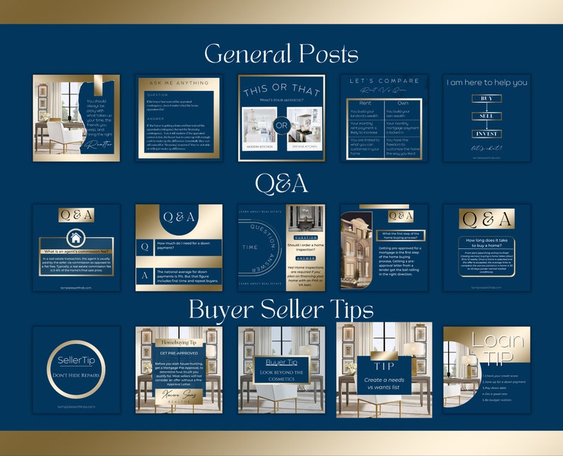 650 Blue and Gold Real Estate Luxury Marketing Template Etsy