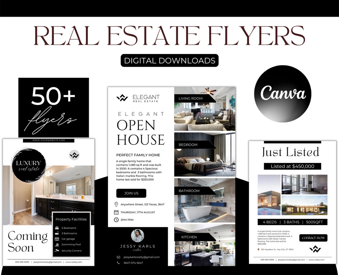 50+ Modern Real Estate Flyer Bundle|black&white Realtor Flyer Templates ...