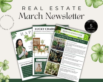 March Real Estate Newsletter| Real Estate March Newsletter| St Patricks Day Newsletter| Real Estate Email Marketing|Realtor Spring Marketing
