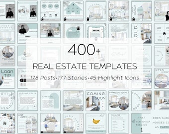 400+ Aesthetic Real Estate Marketing Templates| Social Media Posts and Stories| Highlight Icons| Realtor Instagram Marketing| Realtor Bundle