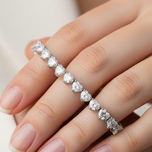 Lab Grown Diamond Heart Tennis Bracelet| Dainty SparklingLab created Diamond Bracelet| gifts for her|Heart Diamond Bracelet| Heart Solitaire