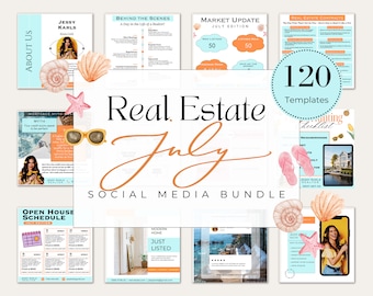 July Real Estate Marketing Templates| July Real Estate Social Media Posts| 4th Of July Real Estate Marketing| Summer Realtor Posts| Canva