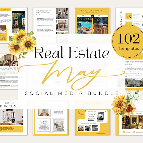 May Real Estate Marketing Templates| May Real Estate Social Media Posts| Realtor Summer Templates| Real Estate Canva Templates| Canva Posts