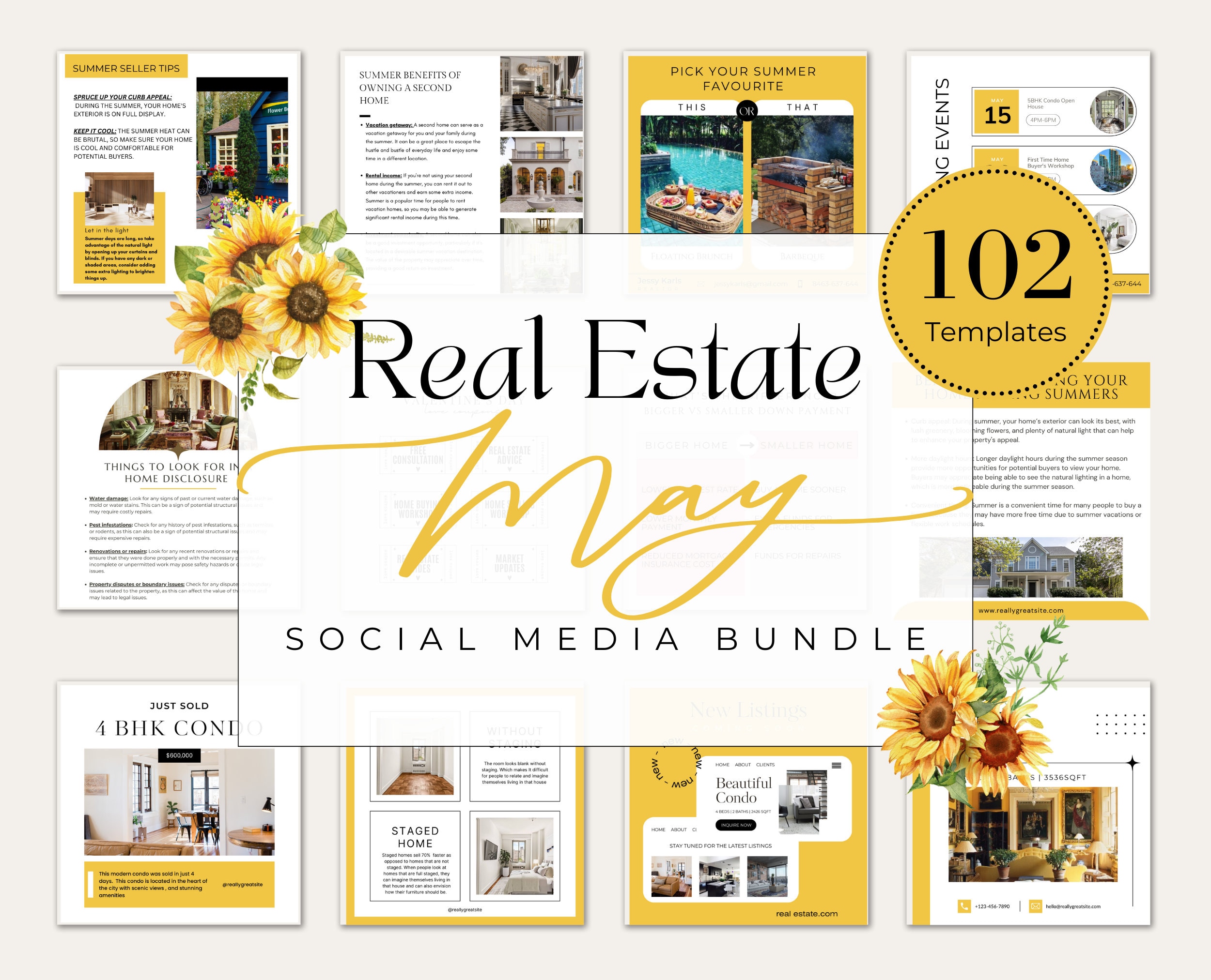 May Real Estate Marketing Templates| May Real Estate Social Media Posts| Realtor Summer Templates| Real Estate Canva Templates| Canva Posts